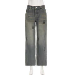 Jeans mit kontrastierendem „H“-Print und niedriger Taille 