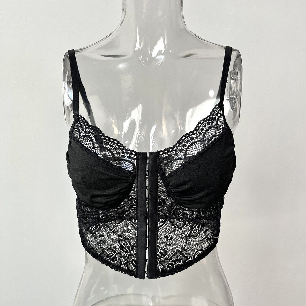 Bustier mit gerüschtem Spitzensaum und Knopfleiste, rückenfrei, einfarbig, Camisole-Oberteil