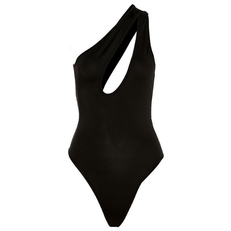 Solider One-Shoulder-Bodysuit mit Aussparungen