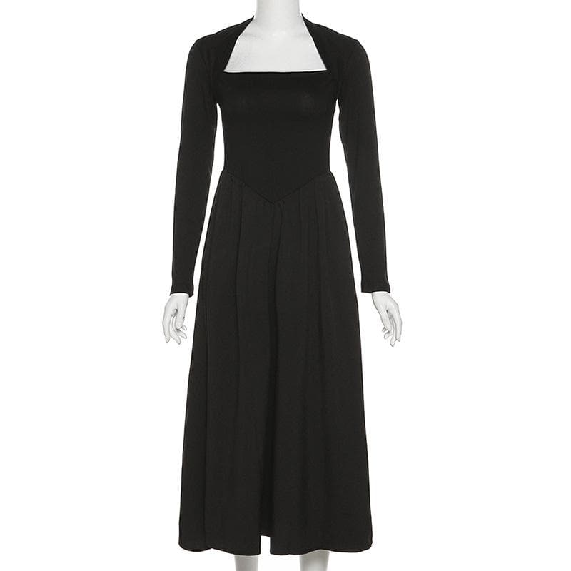 Ruched long sleeve solid midi dress