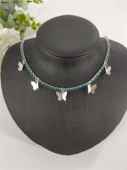 Rhinestone butterfly pendant necklace