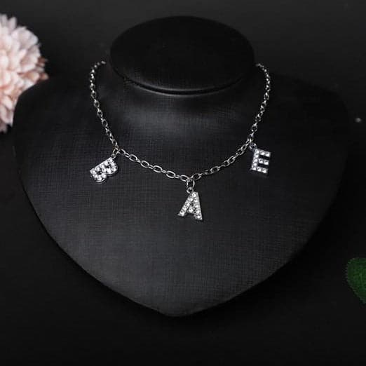 Characters pendant rhinestone necklace