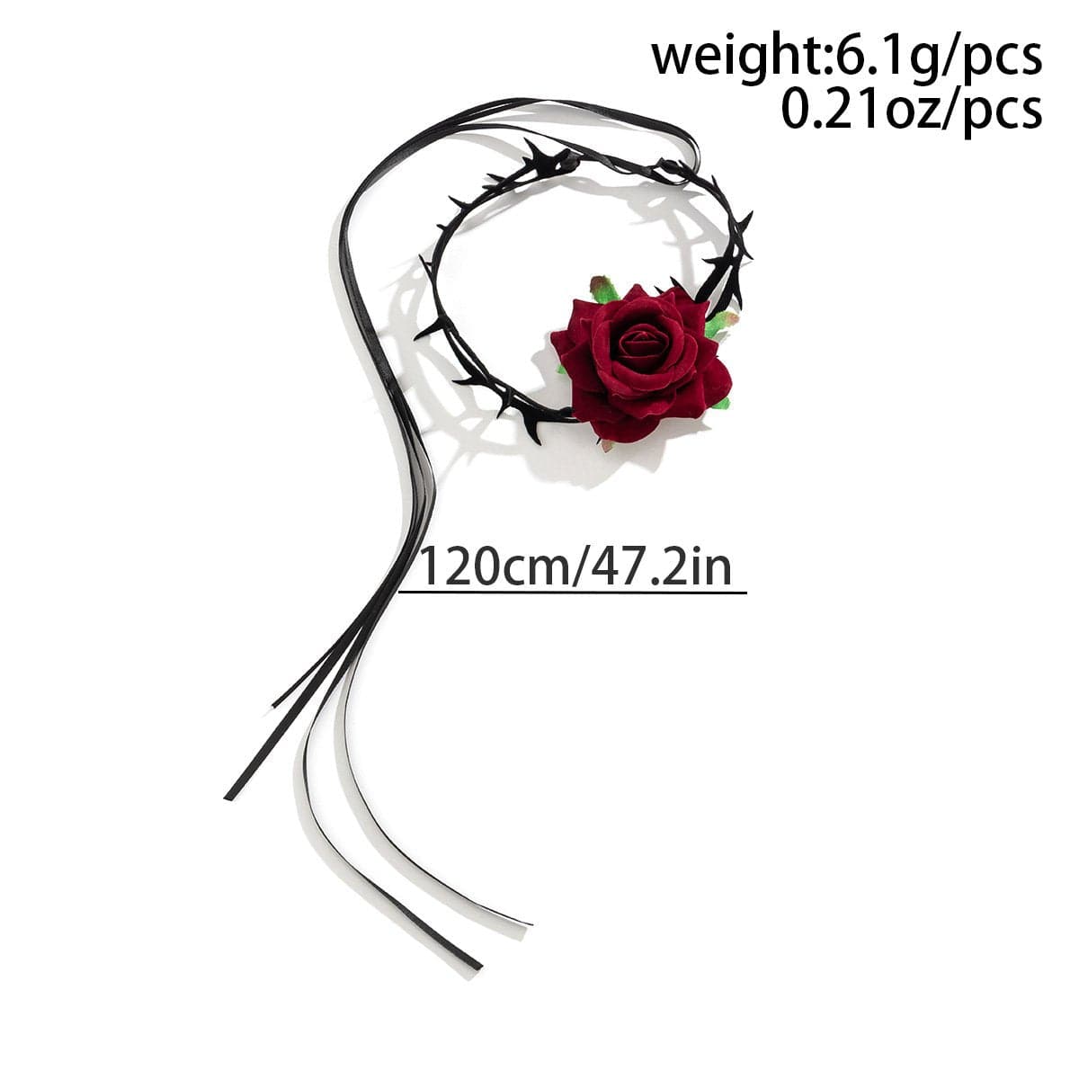 Rose applique self tie choker necklace