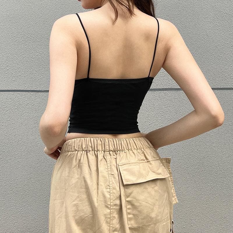 Ruched hollow out solid bowknot backless cami top