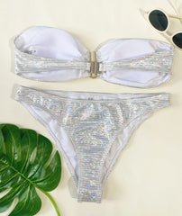 Bikini-Bademode mit Kontraströhre und Metallic-Polsterung 