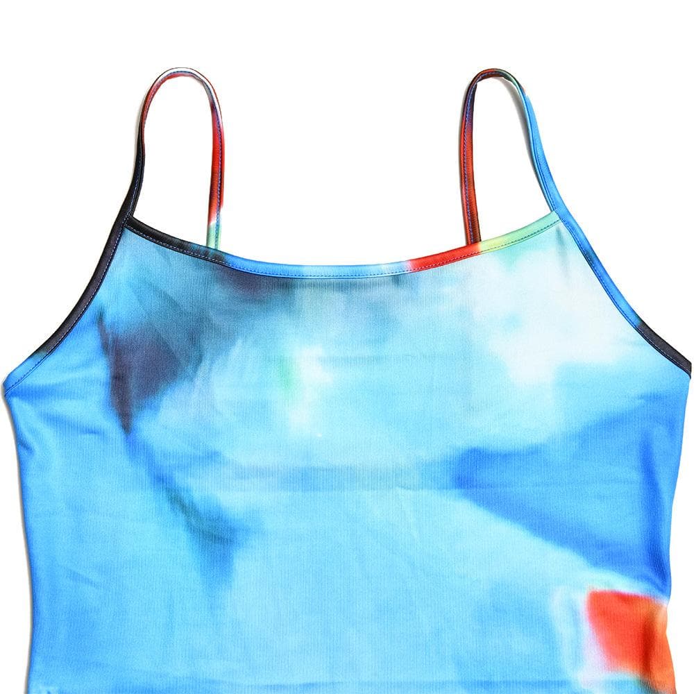 Tie dye contrast backless cami maxi dress