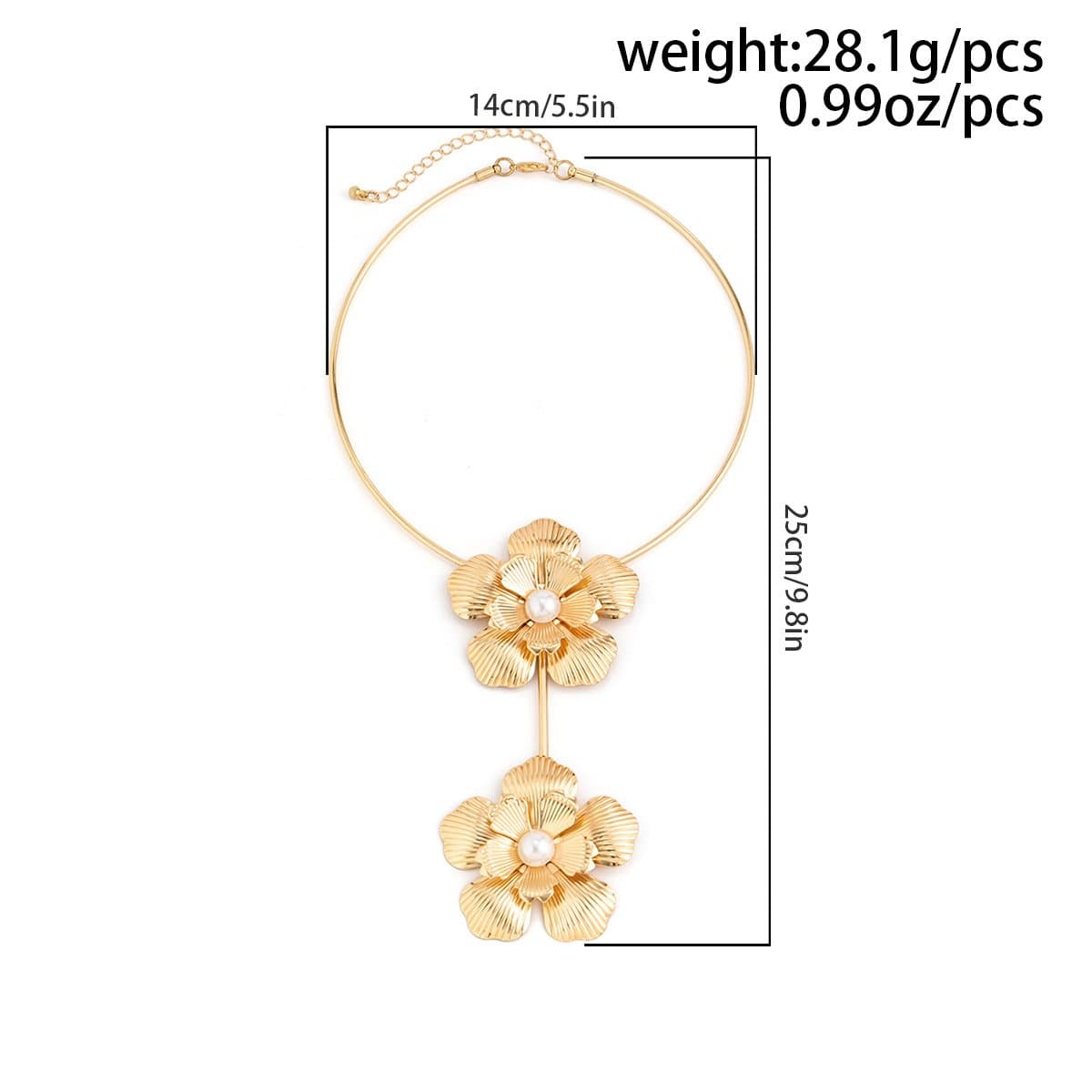 Metal flower applique choker necklace