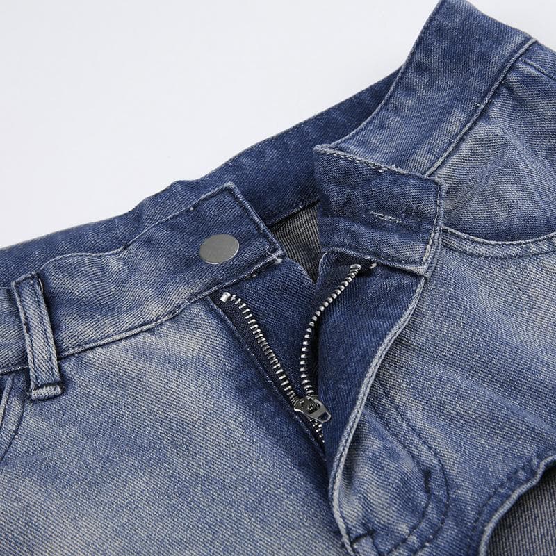 Unregelmäßiger Midi-Jeansrock mit hoher Taille und Farbverlauf 