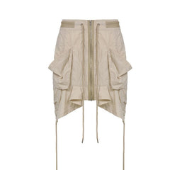 Rrawstring zip-up irregular cargo pocket mini skirt