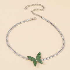 Butterfly pendant choker necklace