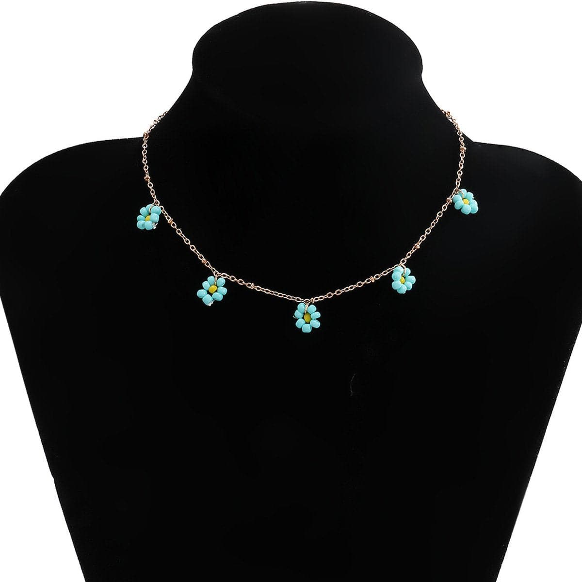 Flower pendant multicolor necklace