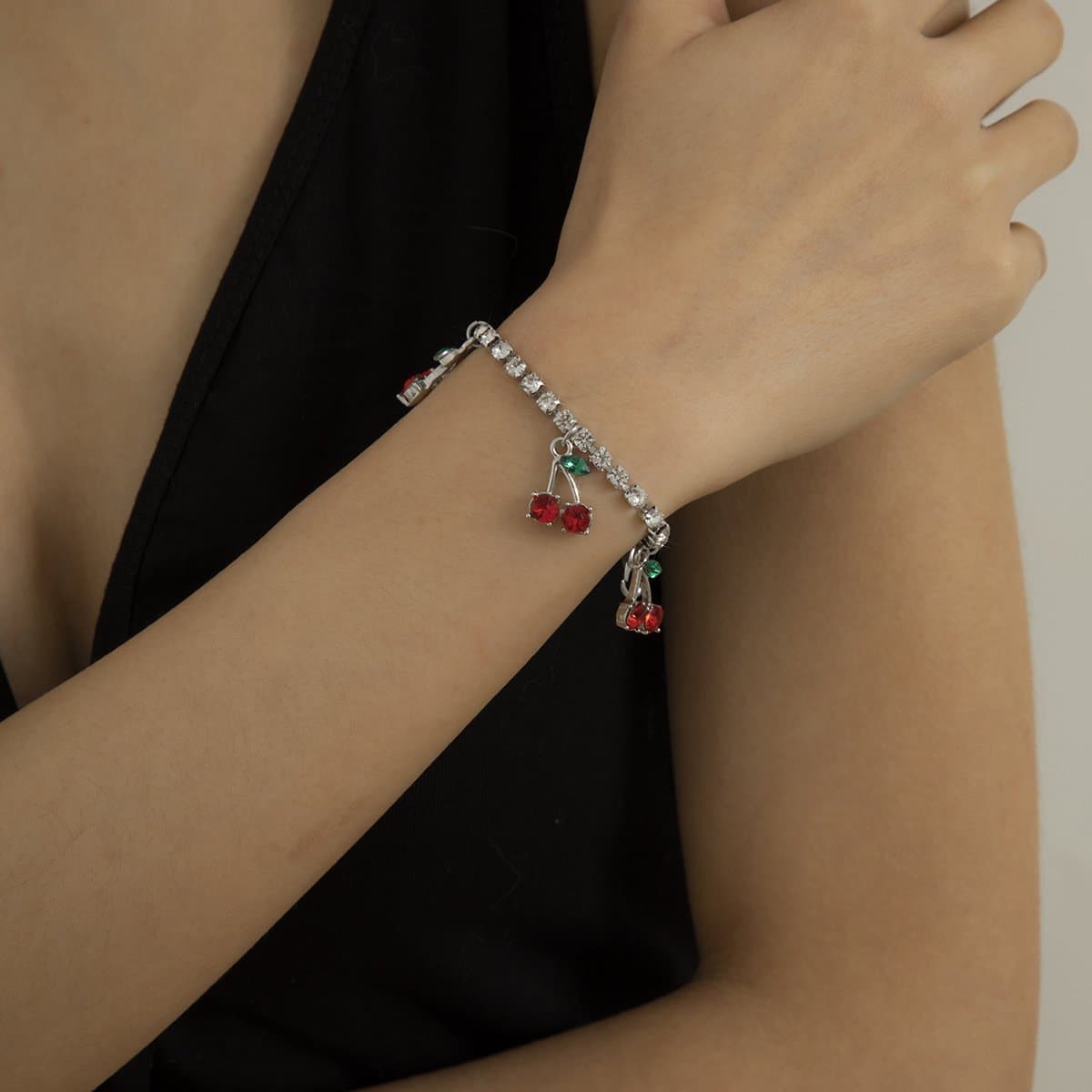 Cherry rhinestone bracelet