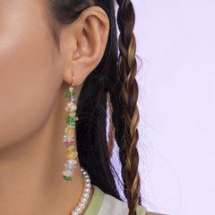 Multicolor irregular beaded drop earrings