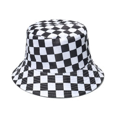 Plaid print contrast fisherman bucket hat