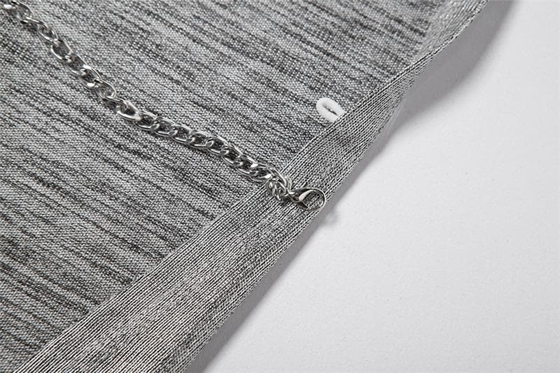 Rückenfreies Hoodie-Oberteil mit Wasserfallausschnitt und gerüschter Metallkette