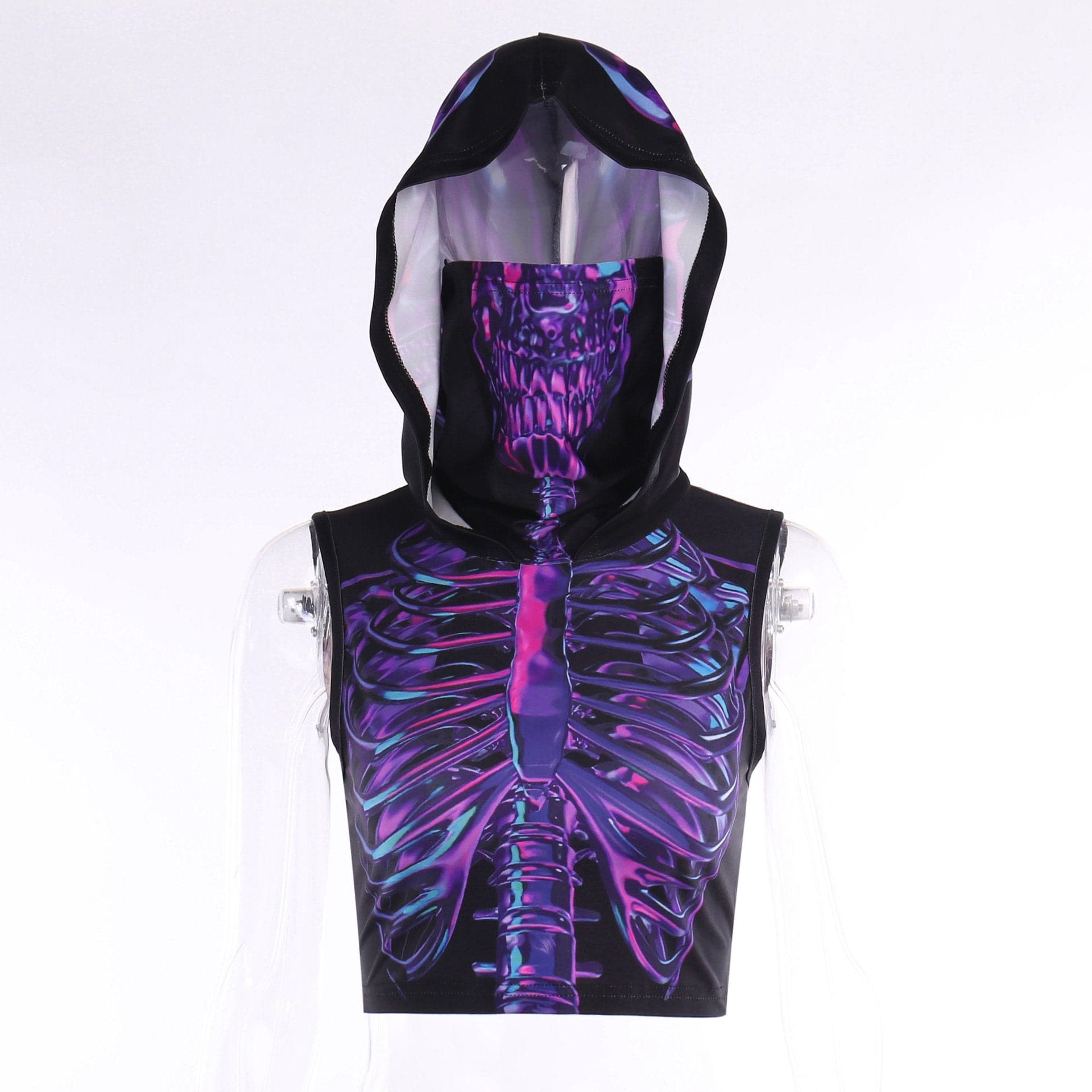 Hoodie abstract contrast sleeveless crop top - Final Sale