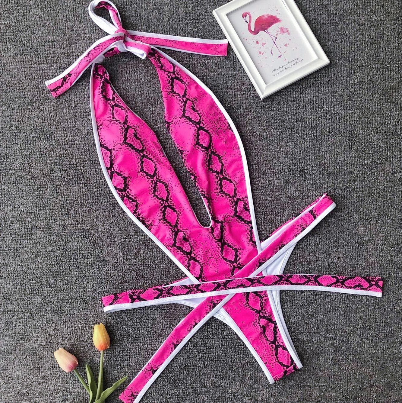 Bikini mit hohem Bund und V-Ausschnitt – Schlussverkauf