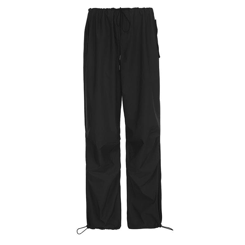 Baggy-Hose mit Kordelzug, niedriger Taille und Tasche, weitem Bein 