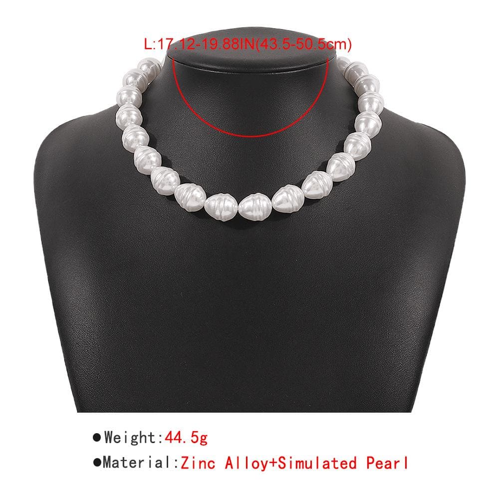 Faux pearl beaded irregular choker necklace