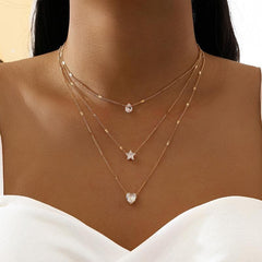 Rhinestone layered choker necklace