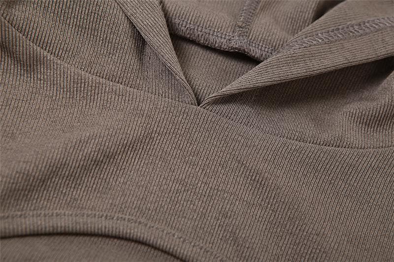 Ausgehöhltes, schulterfreies Kapuzenpullover mit Handschuhen, langärmliges Crop-Top 