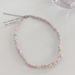 Multicolor beads decor choker necklace