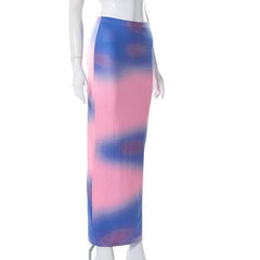 Tie dye print maxi skirt