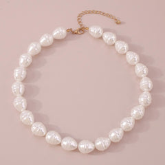 Faux pearl beaded irregular choker necklace