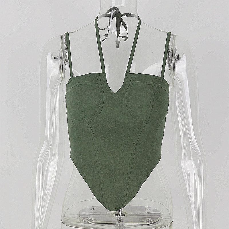 Einfarbiges Neckholder-Camisole mit rückenfreiem, selbstbindendem Camisole 