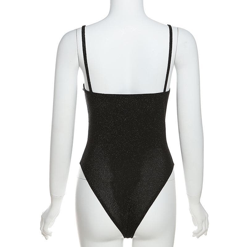 Glitzernder Camisole-Bodysuit mit tiefem V-Ausschnitt