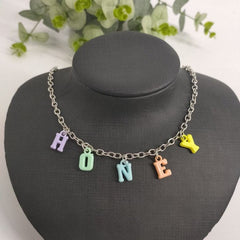 Letter pendant multicolor necklace