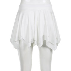 Solid ruffle ruched mini skirt