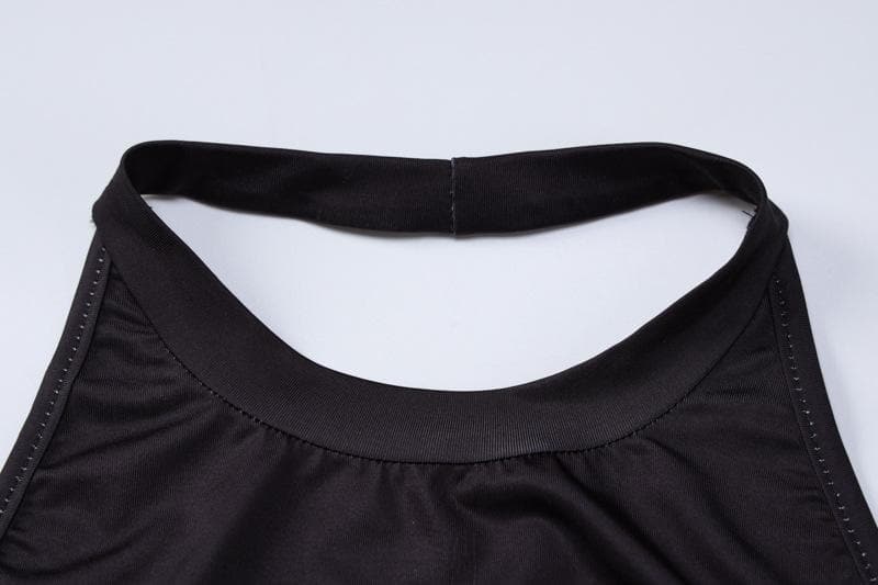 Ärmelloses Neckholder-Crop-Top mit rückenfreiem Palmenmuster