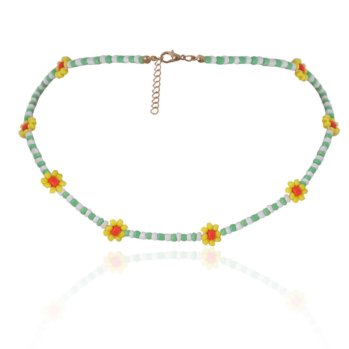 Flower beaded choker necklace