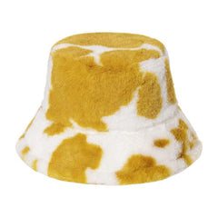 Cow contrast fluffy fisherman bucket hat