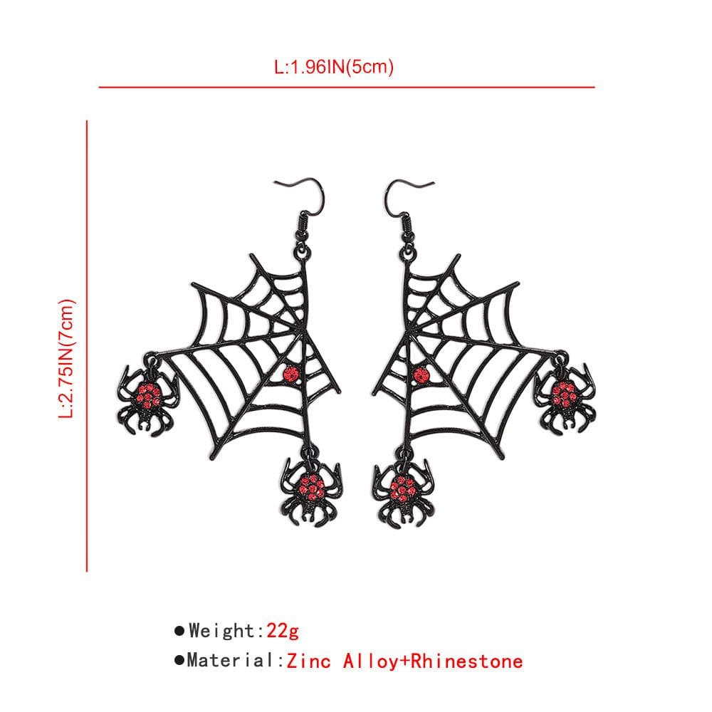 Spider web pendant rhinestone drop earrings