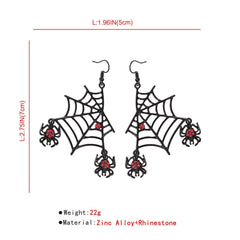 Spider web pendant rhinestone drop earrings