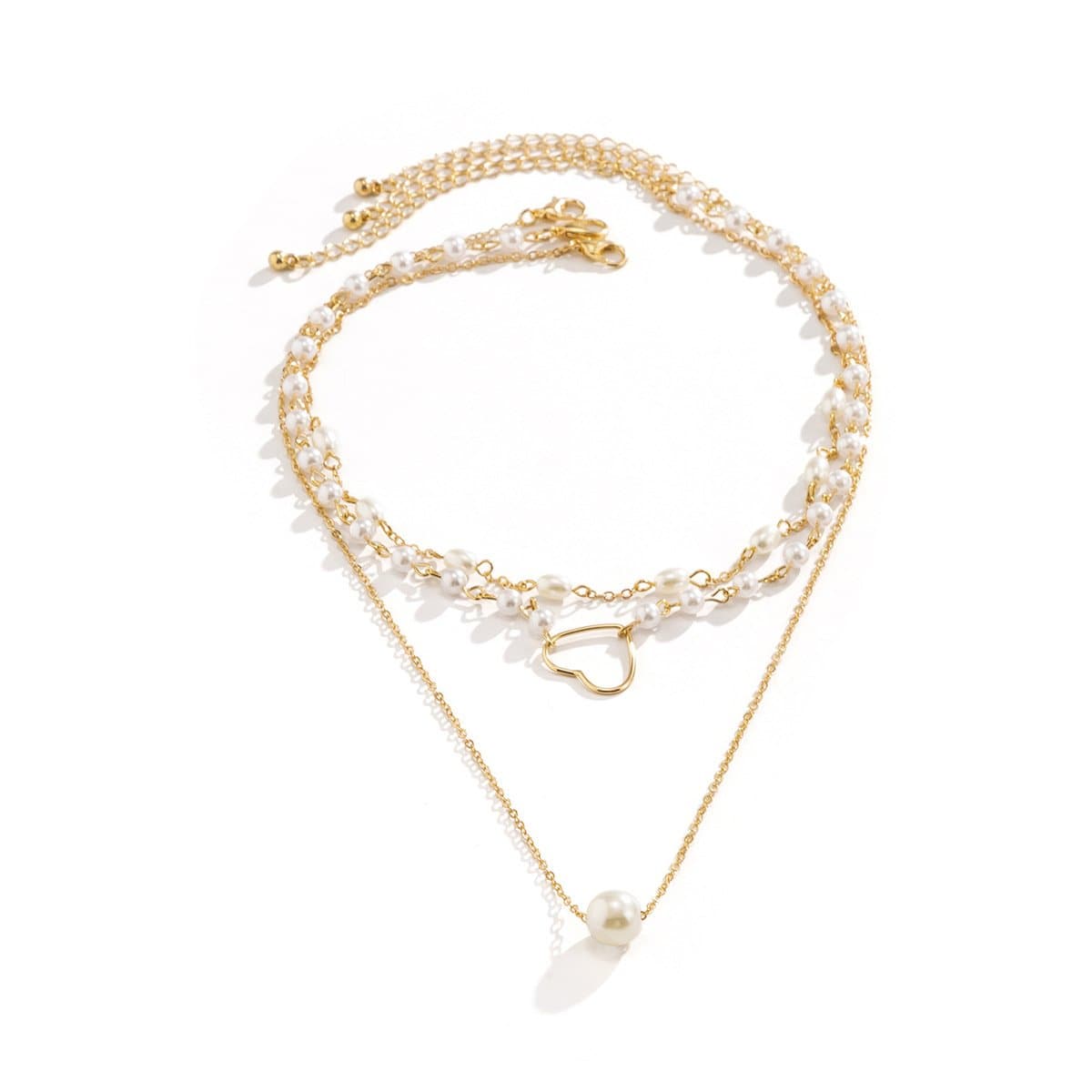 Faux pearl heart 3 pcs necklace