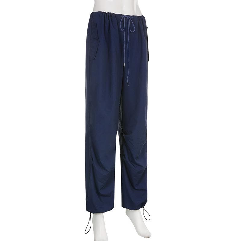 Baggy-Hose mit Kordelzug, niedriger Taille und Tasche, weitem Bein 