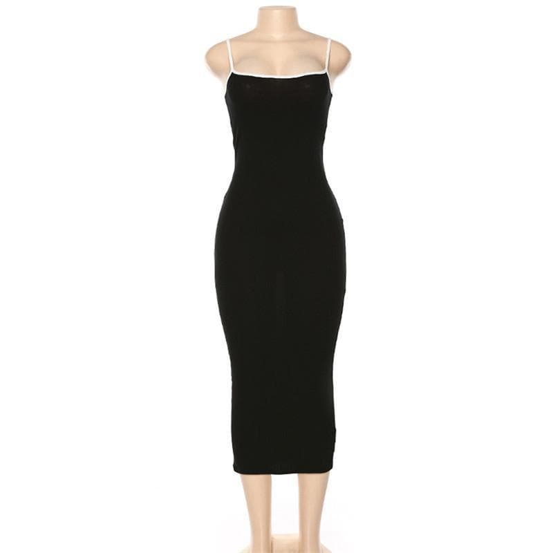 Ribbed solid cami midi dress - Final Sale