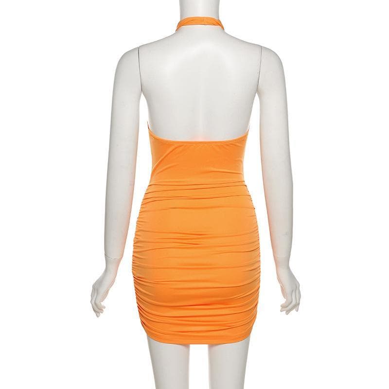 Neckholder-Bodycon-Kleid mit ausgehöhltem Ring