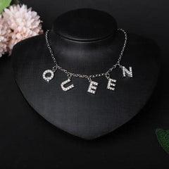 Characters pendant rhinestone necklace