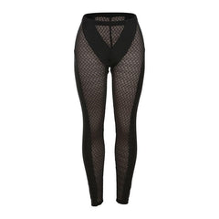 Fishnet mesh solid high rise pant