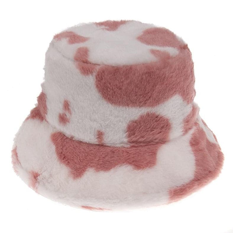 Cow contrast fluffy fisherman bucket hat