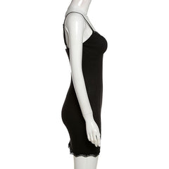 Rückenfreies Camisole-Minikleid mit Spitzensaum und V-Ausschnitt 