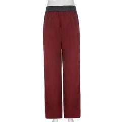 Contrast ruched print self tie low rise straight leg pant