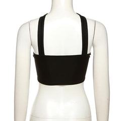 Love – Neckholder-Crop-Top mit Schnürung und kontrastierendem Herzmuster