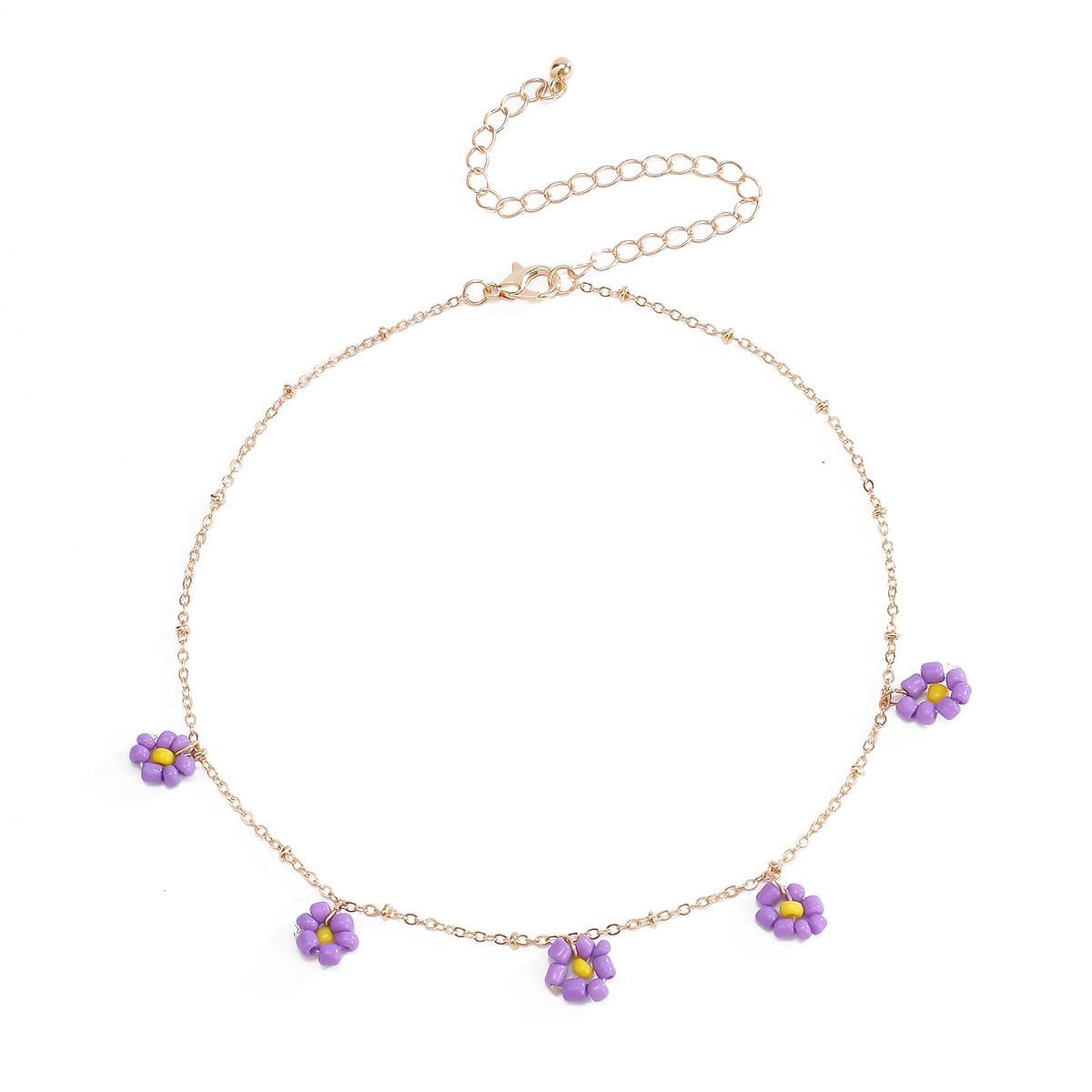 Flower pendant multicolor necklace