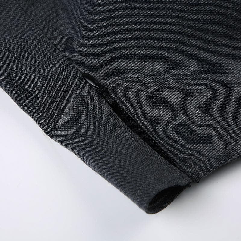 Halter bowknot slit backless zip-up sleeveless crop top
