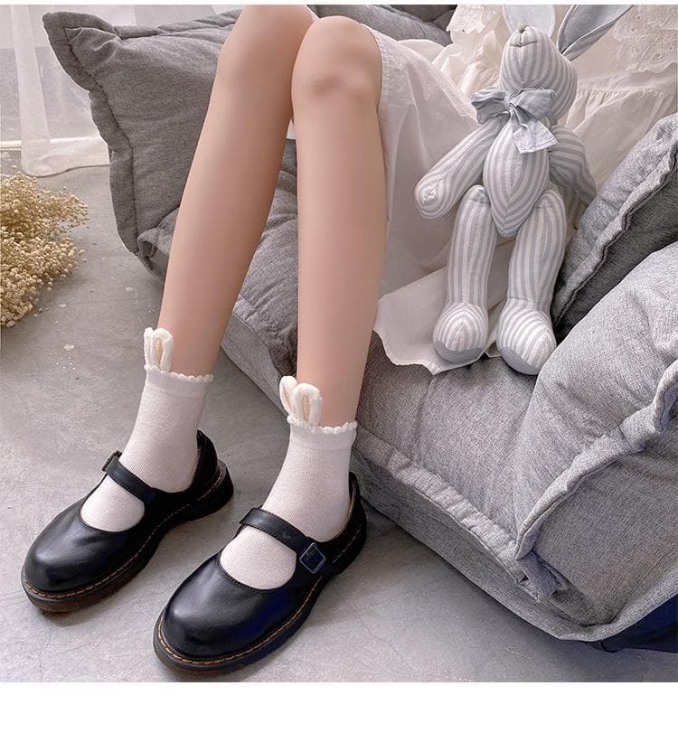 Ruffle bunny ears pattern long socks